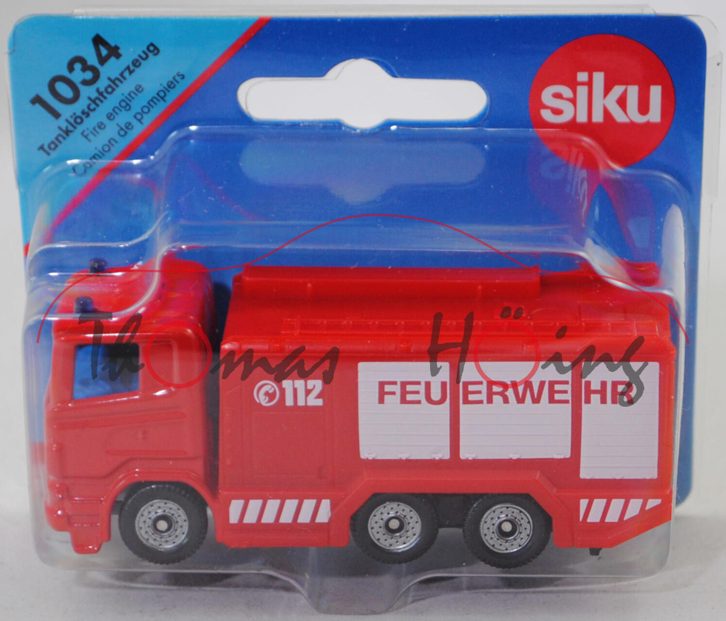 00011 Scania R380 (Typ CR16, Day cab, Modell 2007-2009) Tanklöschfahrzeug, rot, C 112 / FEUERWEHR, Stoßfänger vorne durchgehend, C36, SIKU SUPER, 1:89, P29e