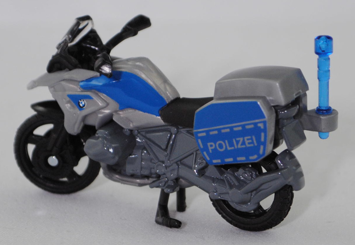 00000 BMW R 1250 GS LCI (5. Generation, Typ K50 (0J91), Facelift 2020, Modell 2020-2023) Polizei Motorrad, silbergrau/basaltgrau, POLIZEI, SIKU SUPER, 1:35, P29f