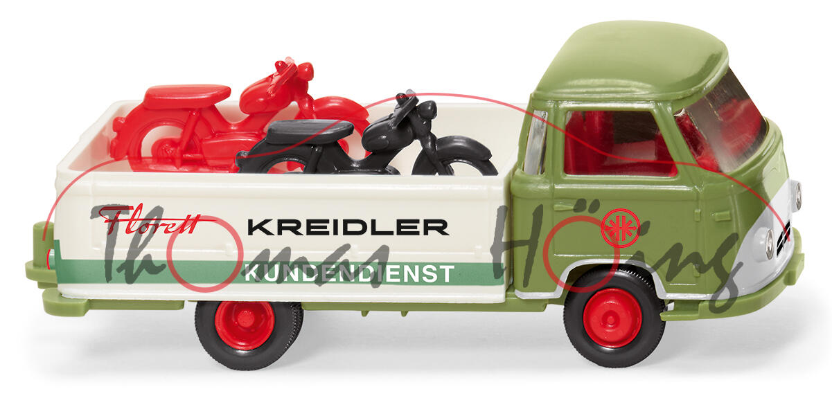 Borgward B 611 (Mod. 57-61) Pritschenwagen, grün, KREIDLER Florett/KUNDENDIENST, Wiking, 1:87, mb