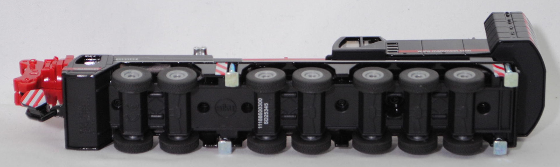 00300 NL LIEBHERR LTM 1400-7.1 Mobilkran (1. Generation, Modell 2005-2022), karminrot/schwarz, MAMMOET / www.mammoet.com, SIKU SUPER, 1:87, Werbeschachtel