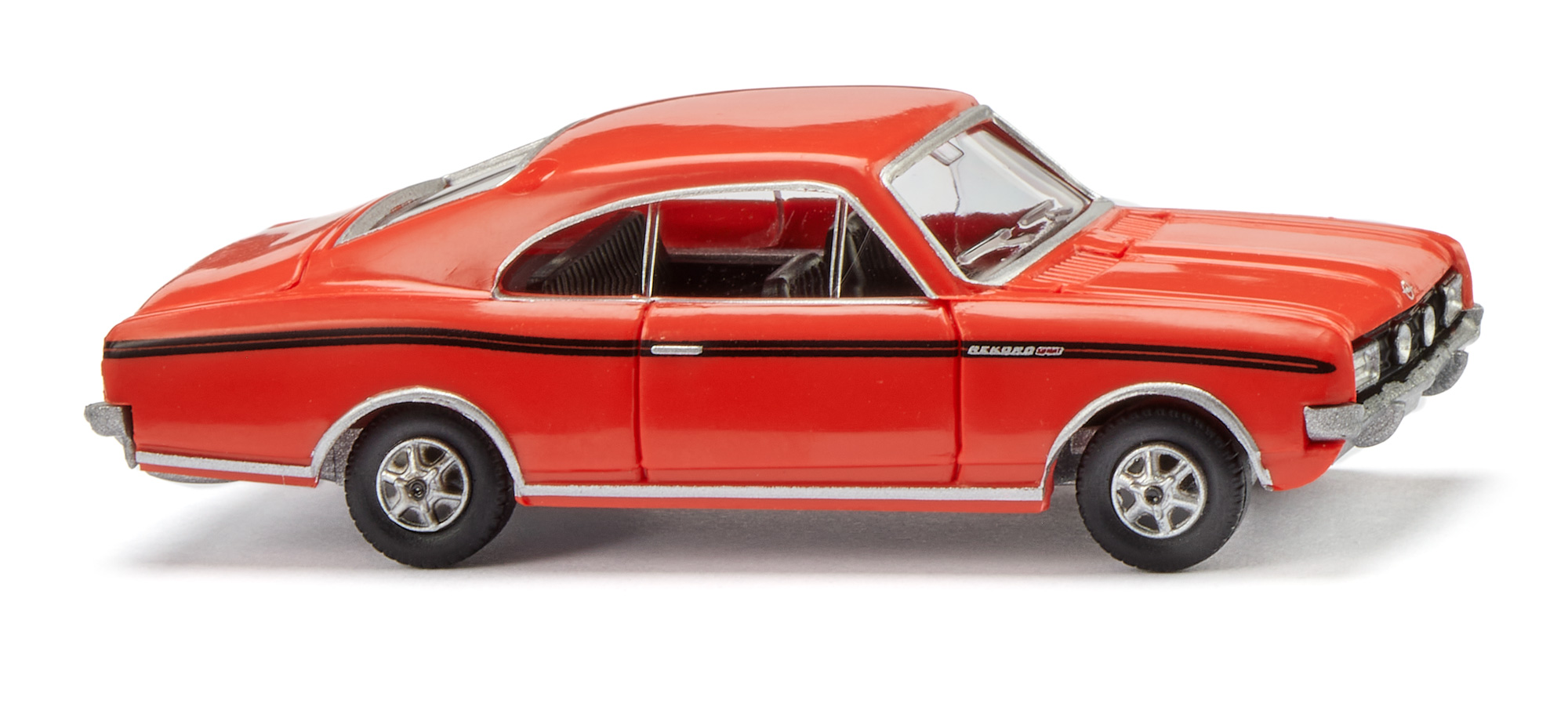 Opel Rekord Sprint Coupé (REKORD C, Modellcode 12 / SZ, Ausstattungslinie Sprint, Modell 1967-1971), rot, 2 Streifen in schwarz auf den Seiten, Wiking, 1:87, mb