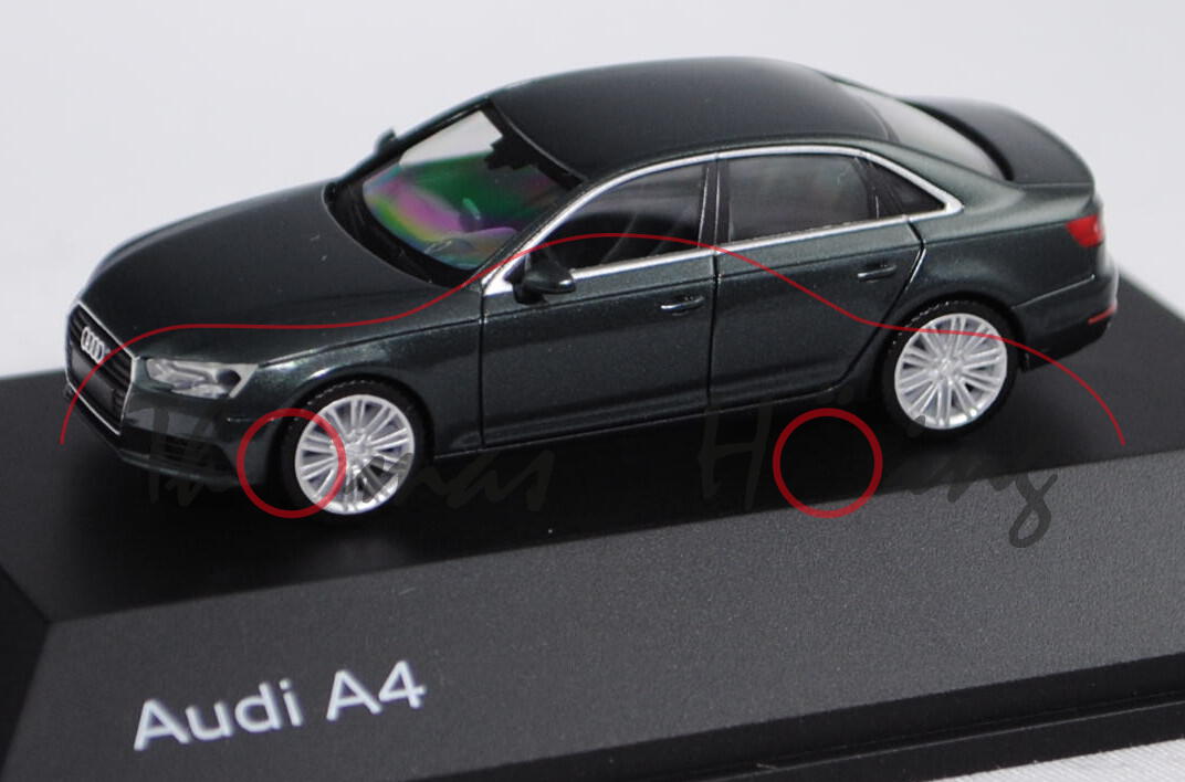 Audi A4 (B9), Modell 2015-, gotlandgrün, Herpa, 1:87, Werbeschachtel