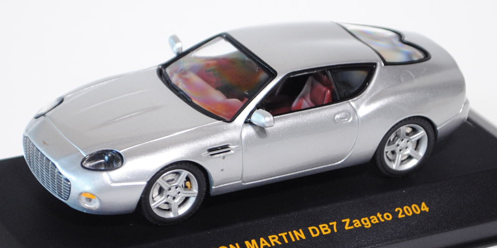 Aston Martin DB7 Vantago Zagato, Modell 2004, silber, IXO MODELS®, 1:43, PC-Box