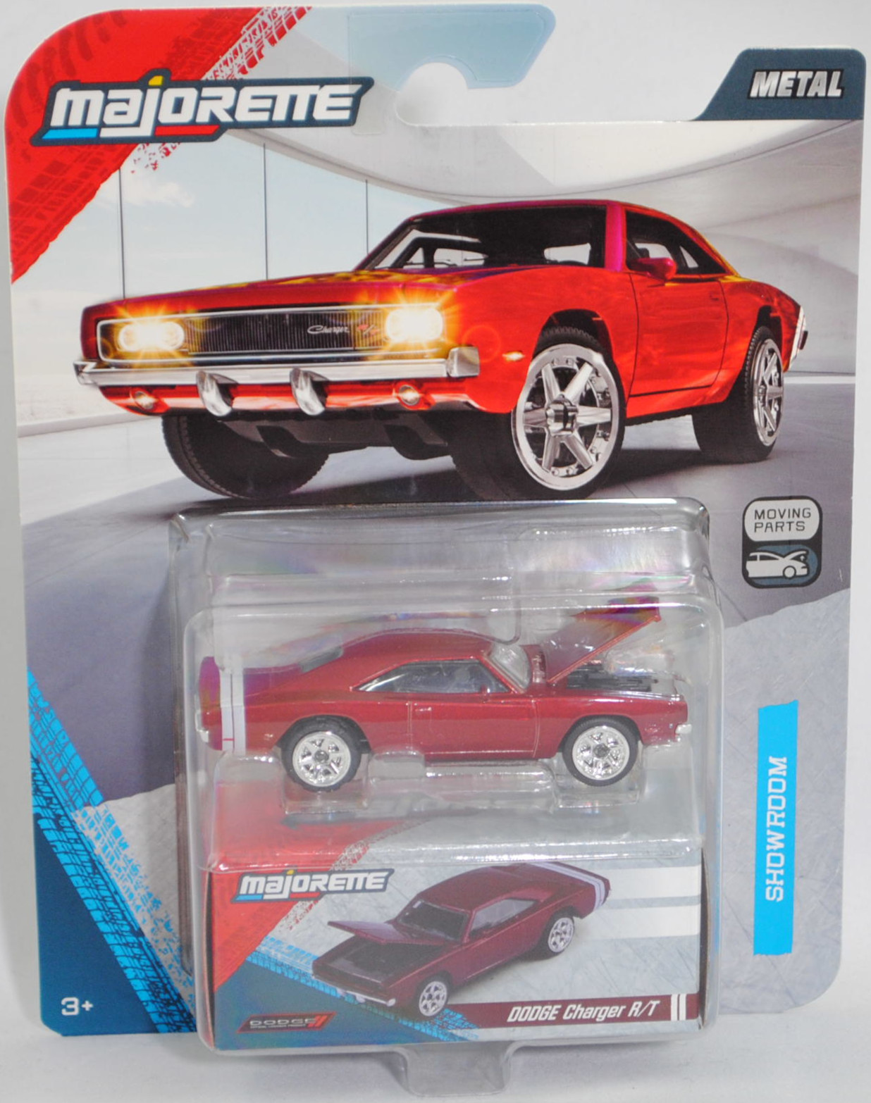 Dodge Charger R/T (2. Generation, R/T = Road & Track, Facelift 1969, Modell 1969-1970) (Nr. 238E), hell-purpurrotmetallic, majorette, 1:66, Blister (SHOWROOM DELUXE CARS)
