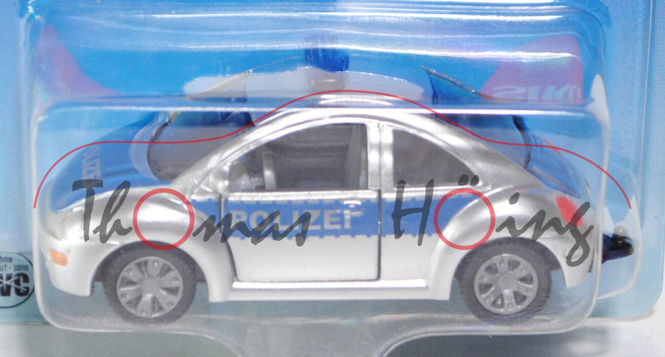 00003 VW New Beetle 2.0 (Typ 9C, Modell 1998-2001) Polizei, weißaluminiummetallic/hell-verkehrsblau,