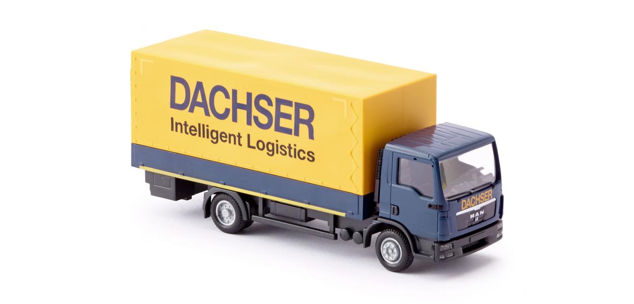 MAN TGL Euro 6 (Modell 2014-) Pritschen-LKW mit Plane, blau, DACHSER, Wiking CONTROL87, 1:87, mb