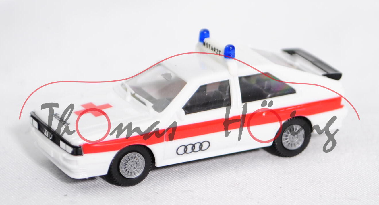 Audi Quattro Notarzt (B2, Typ 85Q, Modell 1980-1982), weiß, NOTARZT, Herpa, 1:87, mb (Schachtel verg