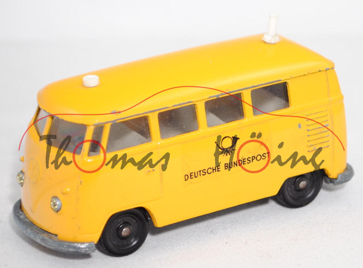 00000 VW T1 (1. Gen., Typ 2 T1, Mod. 1960-1963) Peilwagen, gelb, Peilantenne defekt, Fac, SIKU 1:60