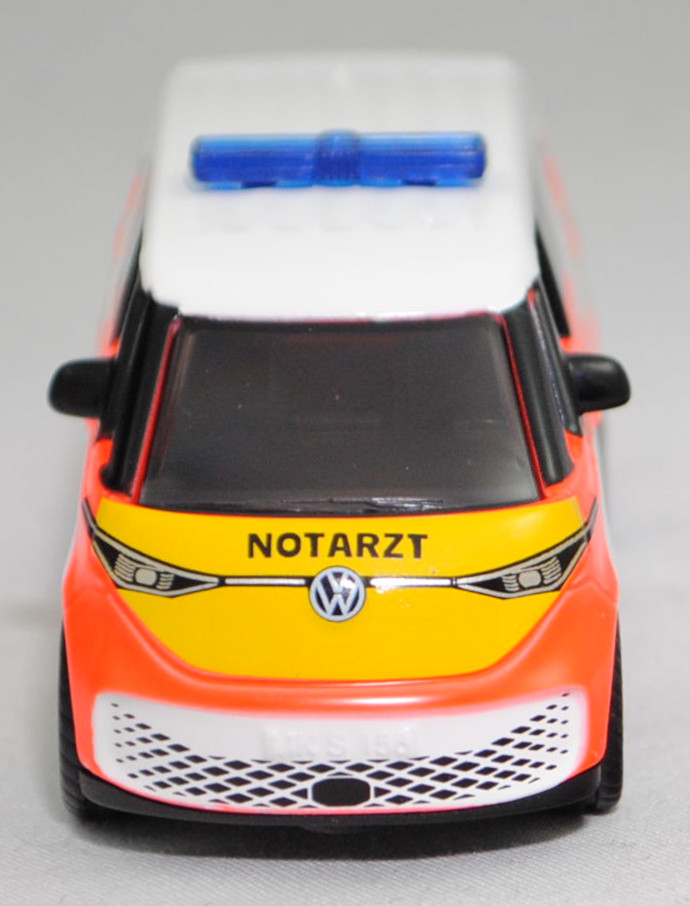 00000 VW ID. Buzz Cargo (1. Generation, interne Baureihenbezeichnung EBN, Modell 2022-) Krankenwagen, Karosserie reinweiß, C 112 / NOTARZT, SIKU SUPER, 1:61, P29f