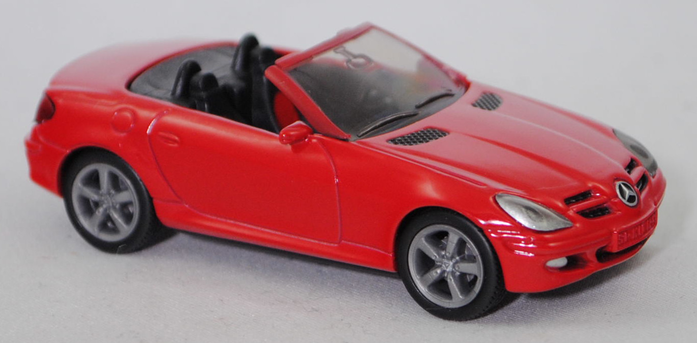 00005 Mercedes-Benz SLK 350 (interne Baureihenbezeichnung R 171, Vor-MoPf, Modell 2004-2008), dunkel-verkehrsrot, innen schwarz/rot, Bpr. 1002, SIKU SUPER, 1:55, m