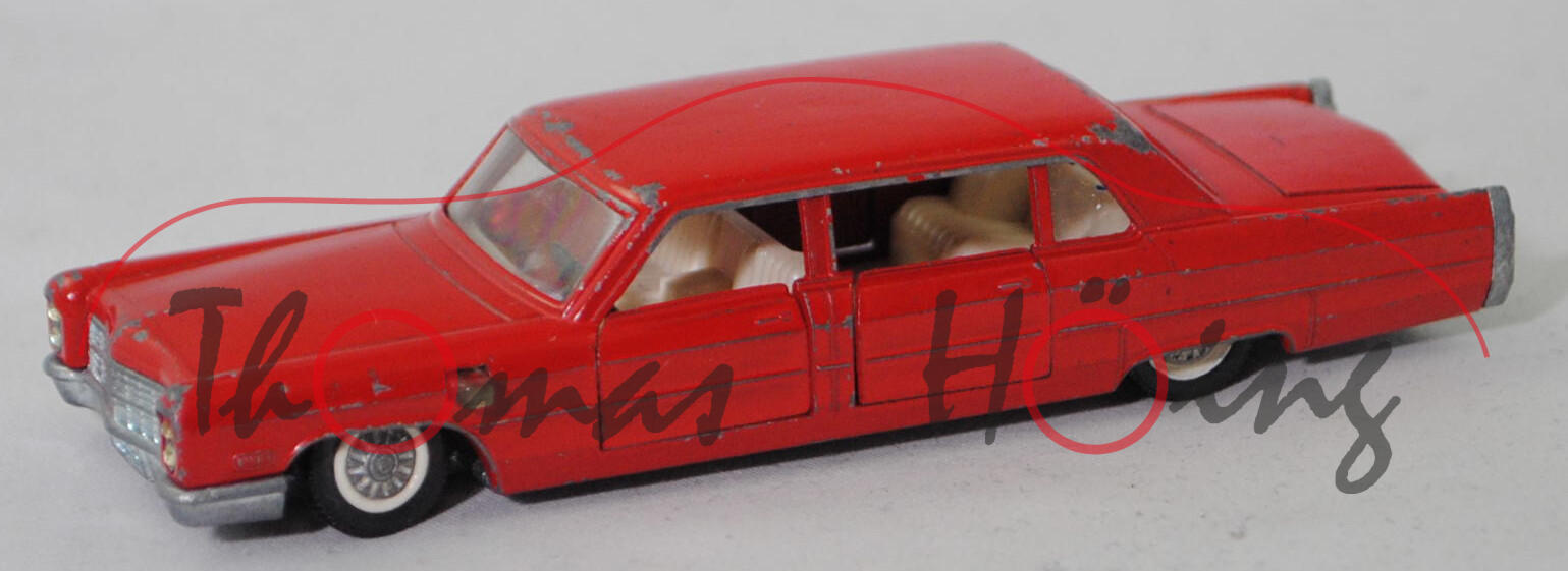 00002 Cadillac Fleetwood Seventy-Five Sedan (9. Generation, Serie 75, Modell 1965-1966), feuerrot, innen perlweiß, Lenkrad schwarz, R6, SIKU, 1:60, vsc