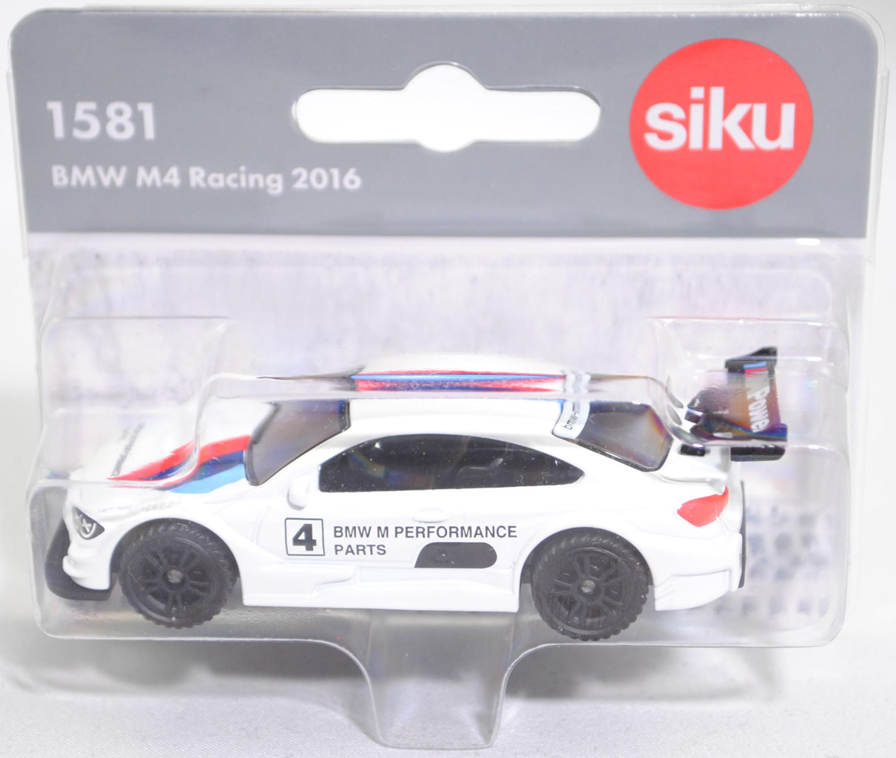 00000 BMW M4 DTM (F82, Prototyp-Rennwagen für die DTM, Modell 2014-2016) (BMW M4 Racing 2016), reinweiß, BMW M PERFORMANCE / PARTS / 4, SIKU SUPER, 1:60, P29f