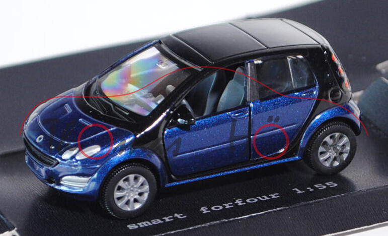 Smart forfour (Typ W 454, Modell 04-06), violettblaumetallic (star blue metallic)/schwarz, Werbebox