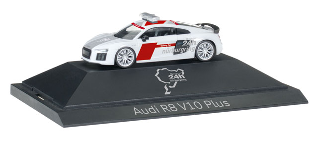 Audi R8 V10 plus (Typ 4S, 2. Generation, Modell 2015-) Safety Car, ibisweiß, 24h Nürburgring, Herpa,