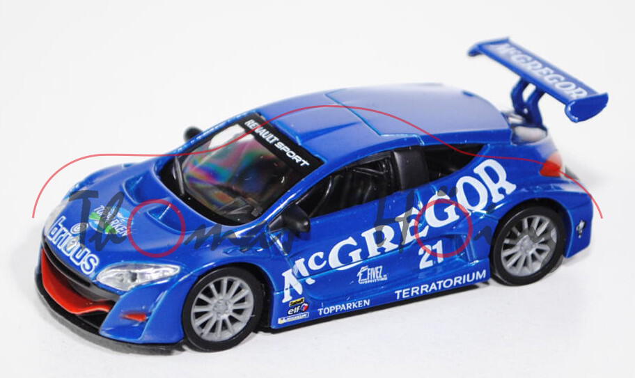 Renault Megane Trophy 2009, ultramarinblau, Mc GREGOR / TOPPARKEN / elf / MICHELIN / 21, 1:50, Norev