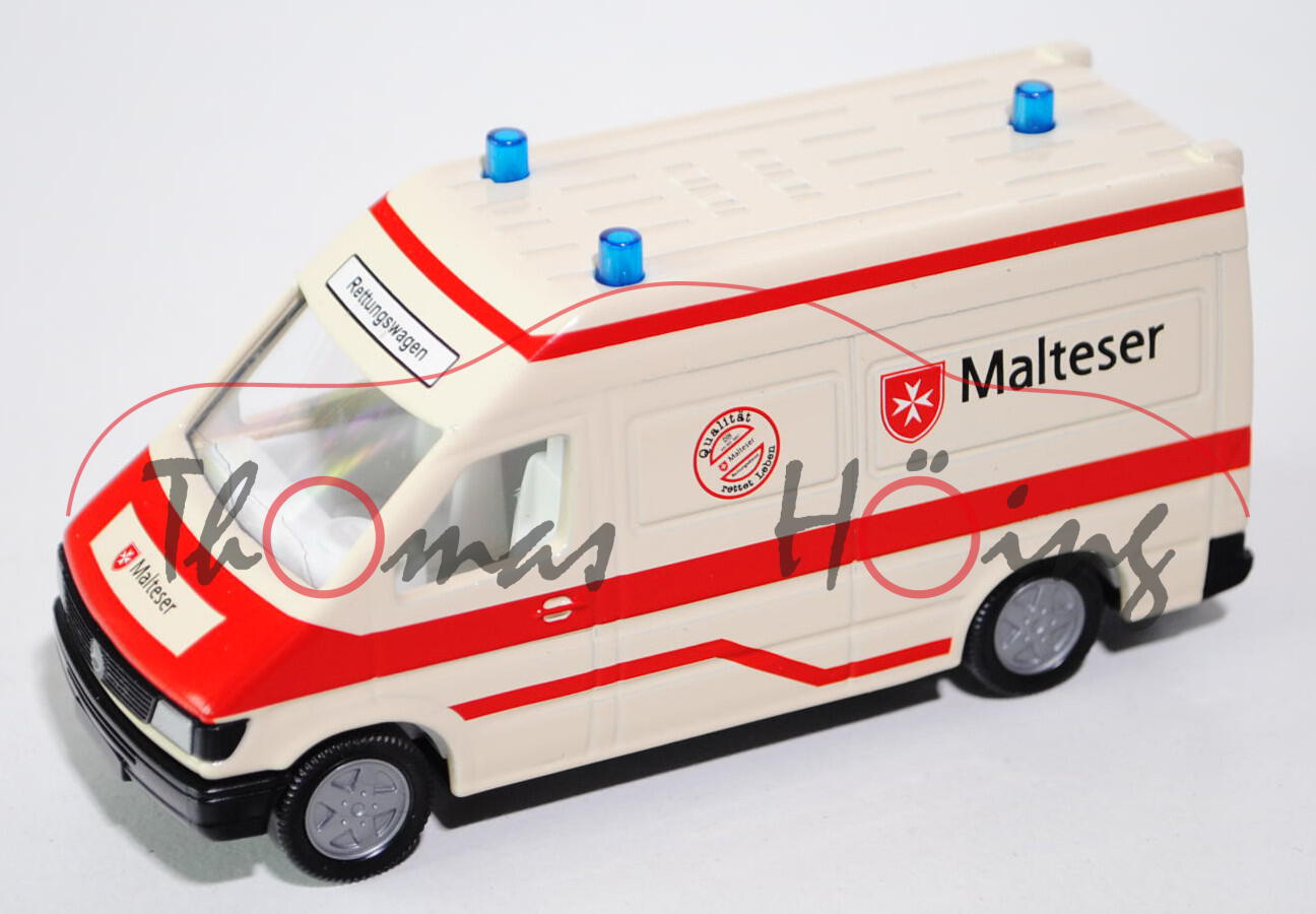 00401 Mercedes-Benz Sprinter I Rettungswagen, hellelfenbein, Malteser, SIKU, 1:55, Werbebox m-