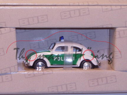 VW Käfer 1960 Polizei, reinweiß/minzgrün, POLIZEI, BUB, 1:87, Limitierte Auflage von 1000 Stück, mb