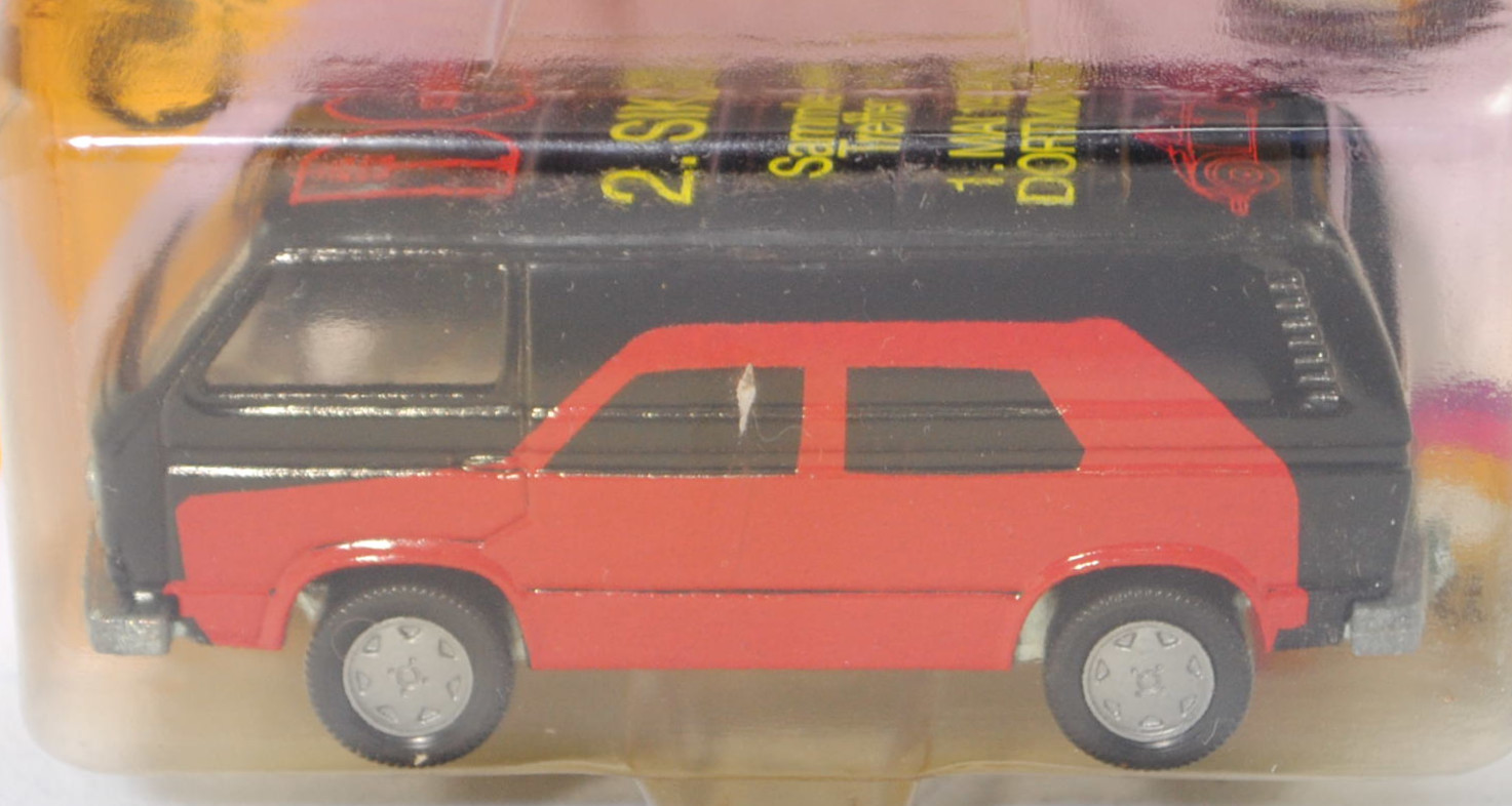 VW Transporter Kastenwagen (T3, Modell '80, Mod. 79-82), schwarz, DO / 2. SIKU / Sammler- / Treffen / 1. Mai 1993 / DORTMUND, B6, SIKU SUPER, 1:60, P23 vergilbt (Limited Edition)