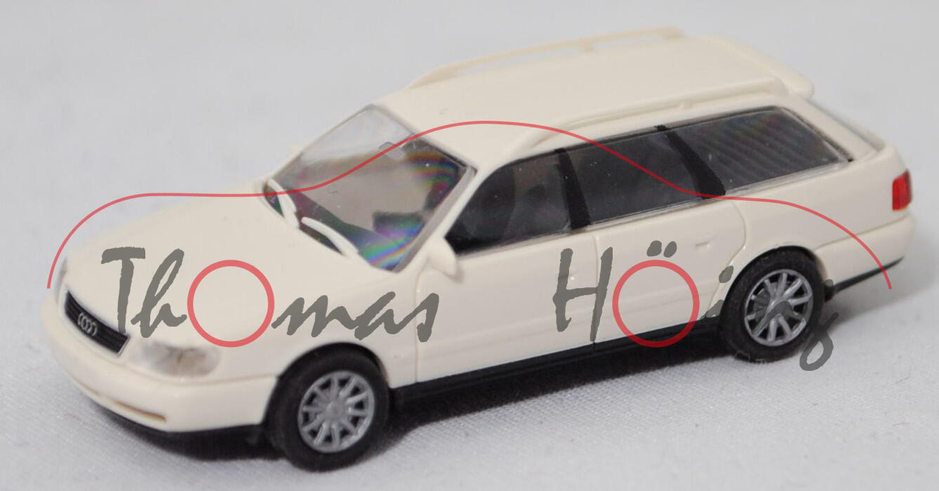 Audi A6 Avant (1. Gen. A6, Baureihe C4, Typ 4A, Modell 1994-1997), cremeweiß, Rietze, 1:87, Werbebox