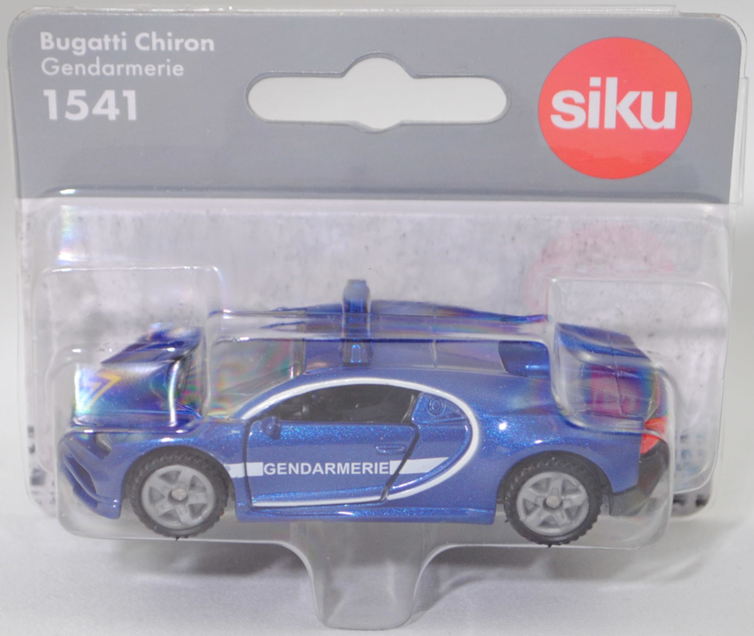 00000 Bugatti Chiron (1. Generation, Modell 2016-2024) Gendarmerie, hell-kobaltblaumetallic, GENDARMERIE, B47 silbergrau, SIKU SUPER, 1:57, P29f