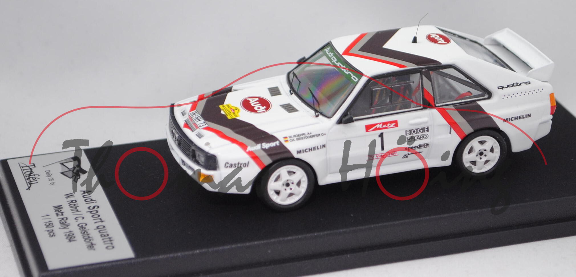 Audi Sport Quattro (Mod. 84-86), weiß, Metz-Rallye 1984, Röhrl/Geistdörfer, Nr. 1, Trofeu, 1:43, mb