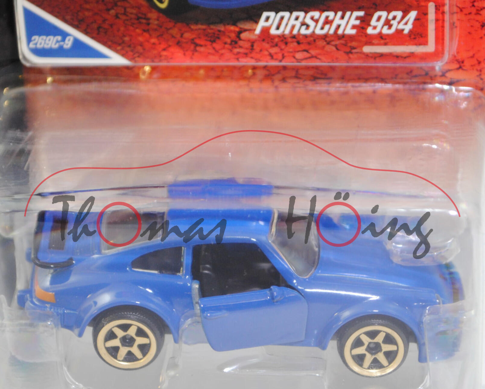 Porsche 934 oder Porsche Turbo RSR (Typ 930 turbo 3.0, Modell 1976-1977), hell-enzianblau, Nr. 269C-9, majorette, 1:57, Blister