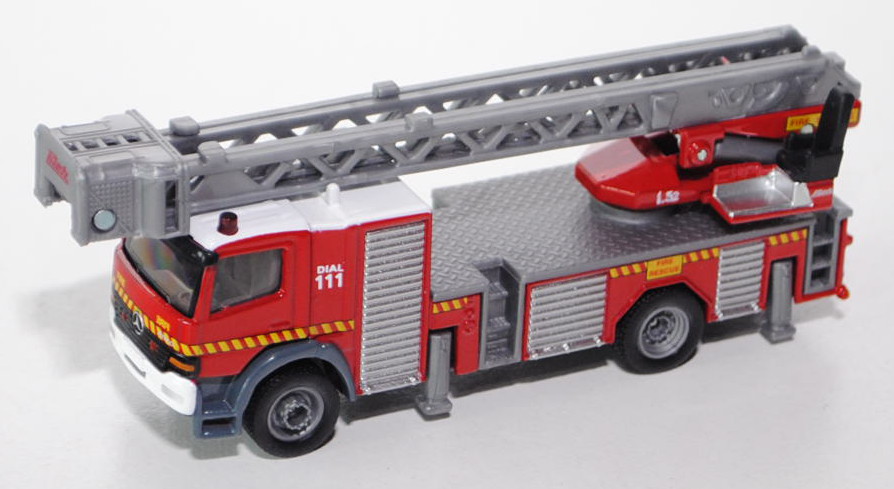 80400 Mercedes Atego Feuerwehr Drehleiter, karminrot/reinweiß, FIRE / DIAL / 111 / FIRE SERVICE / L3