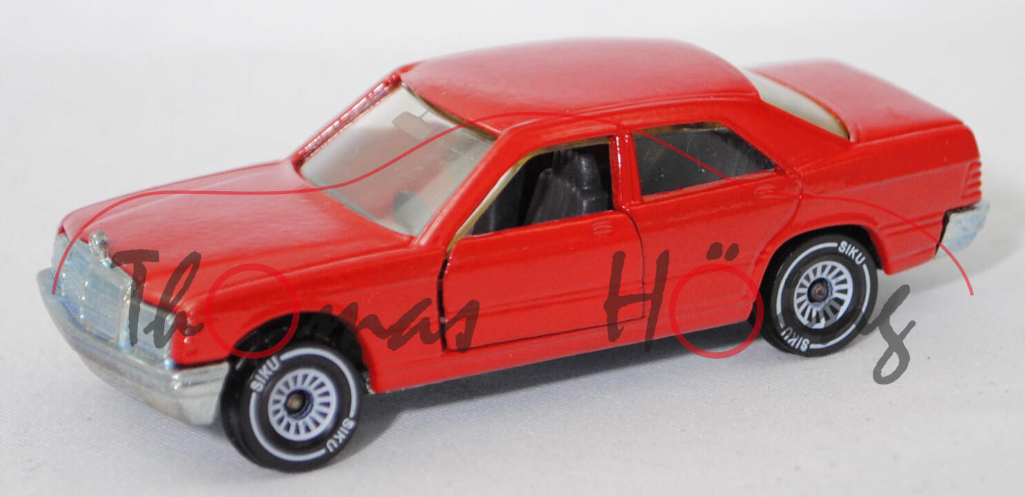 06400 HU Mercedes-Benz 190 E (W 201, Vor-MoPf, Modell 1982-1988), karminrot, innen schiefergrau, Chassis chrom, Hungary, B4, SIKU Ungarn / Metchy, 1:55, m (Limited Edition)