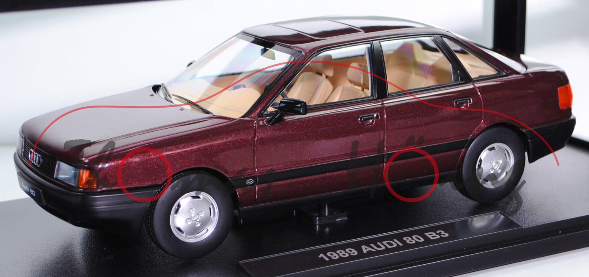 Audi 80 (3. Generation, Baureihe B3, Typ 89, Modell 1987-1991), maraschinrot met., TRIPLE9, 1:18, mb