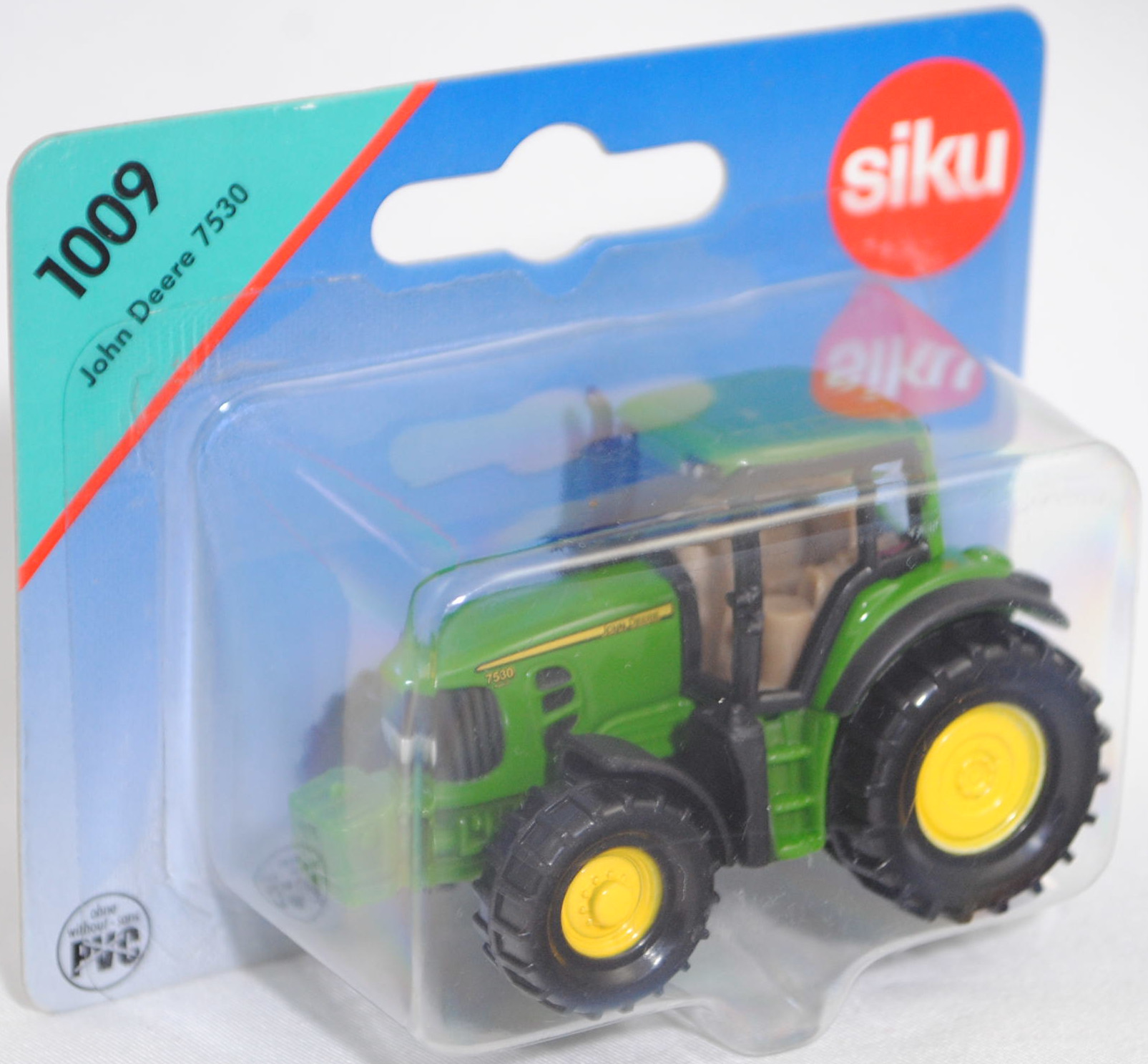 00000 John Deere 7530 Premium (1. Generation, Vorfacelift, Modell 2007-2009) Traktor, smaragdgrün, Bpr. 1009 vor der rechten Hinterreifen, SIKU SUPER, 1:74, P29a