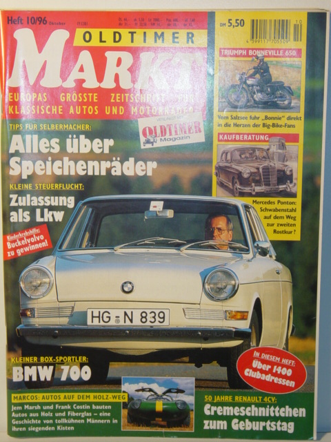 MARKT EUROPAS GRÖSSTE OLDTIMER-ZEITSCHRIFT, Heft 10, Oktober 1996