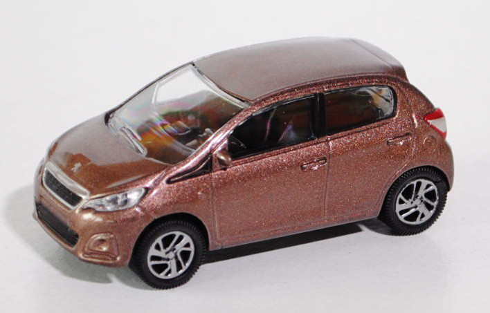 Peugeot 108 5P (5-Türer), Modell 2014-, aikinite beige metallic (braunmetallic), ca. 1:61, Norev SHO