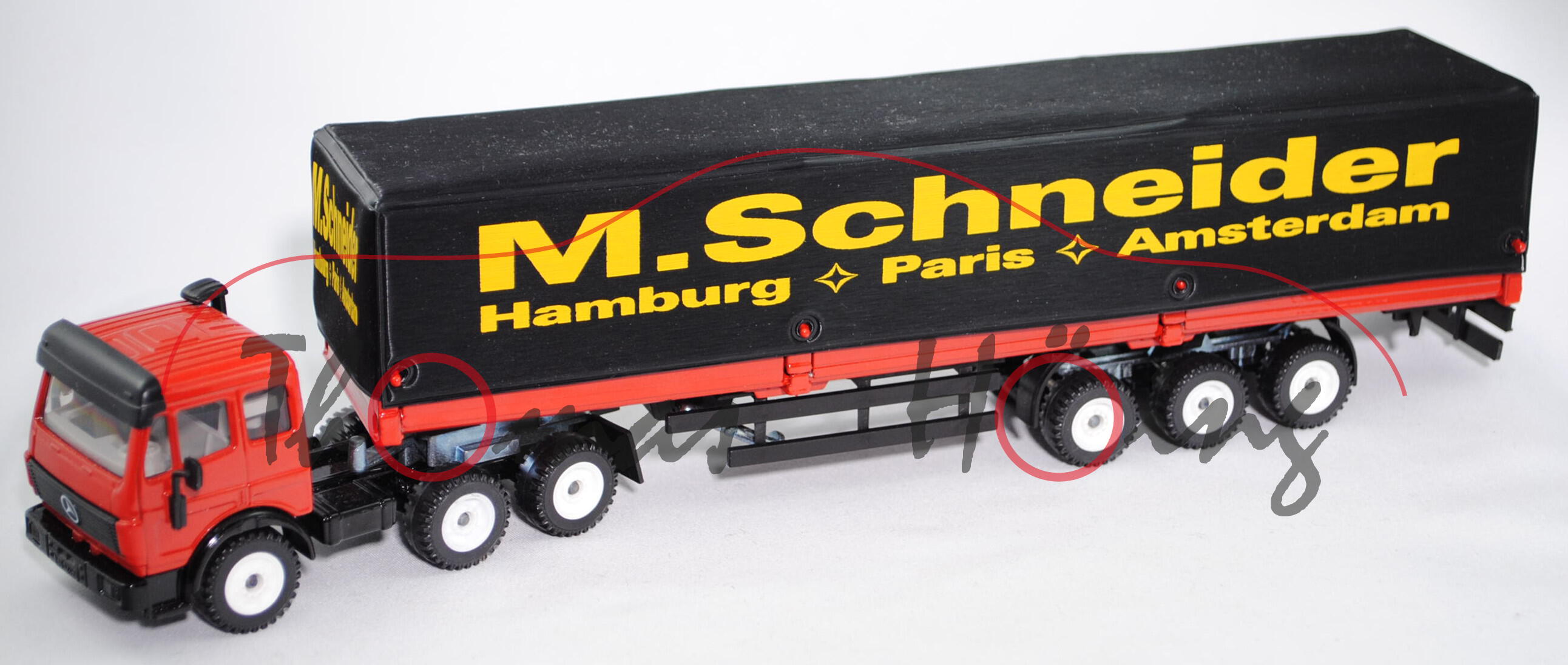 00000 Mercedes-Benz SK (Typ SK-I, Mod. 89-94) Sattelzug mit Plane, rot, Schneider, LKW12 weiß, L15