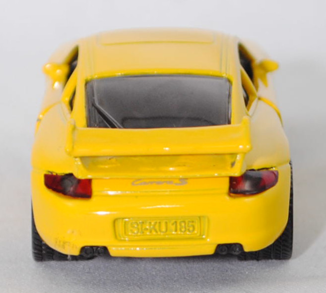 00001 Porsche 911 Carrera S (Typ 997.1 Coupé / 997 MK1 Coupé, Vorfacelift, Modell 2004-2008), kadmiumgelb, B22a / B22b offen schwarz, SIKU SUPER, 1:55, m