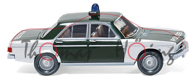 Polizei - Audi 100 (C1, Typ 104, Model 1968-1973), tannengrün/weiß, POLIZEI, Wiking, 1:87, mb