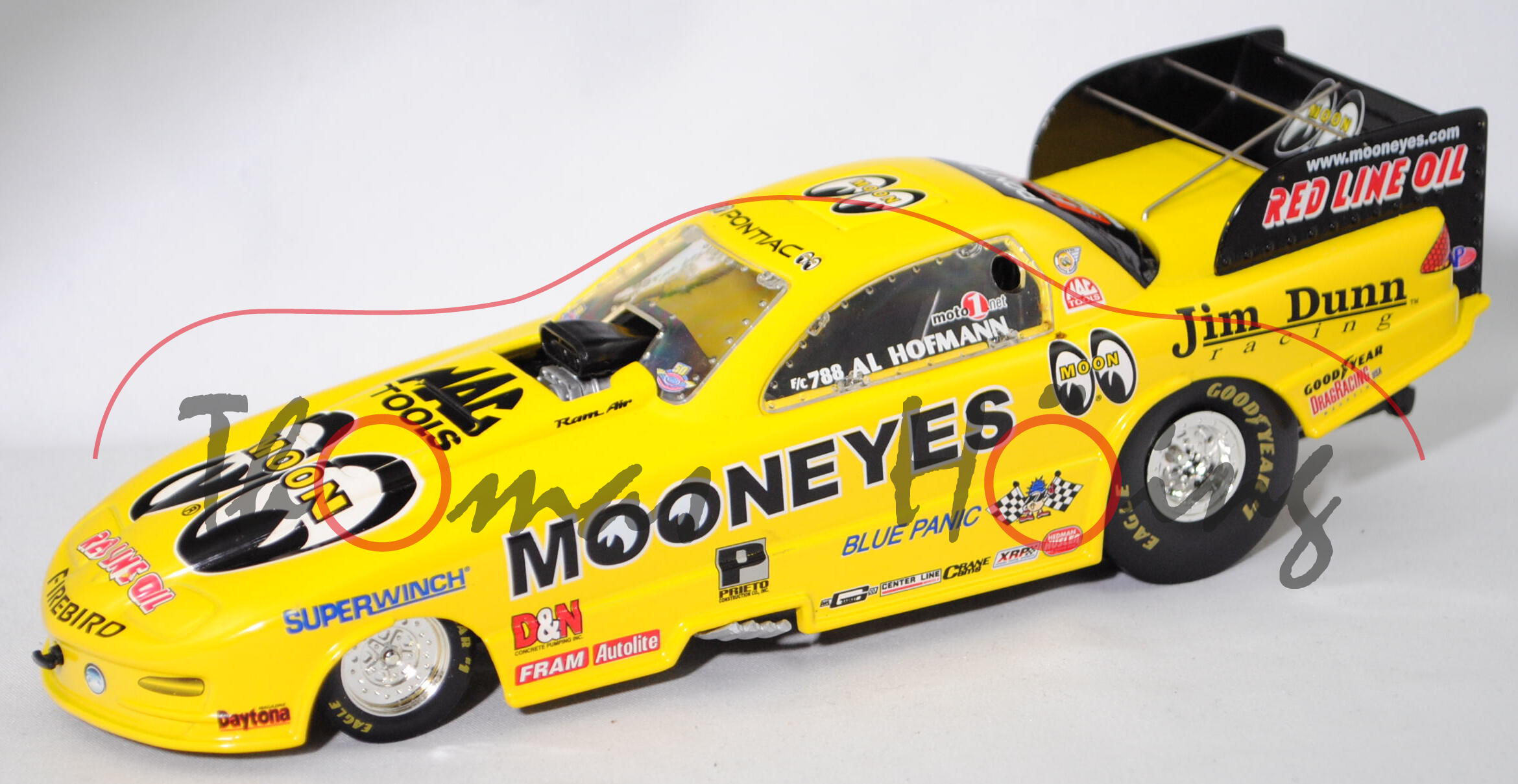 Pontiac Firebird Funny Car, gelb, NHRA Saison 2001, Al Hofmann, Jim Dunn Racing, RCERTL, 1:24, mb