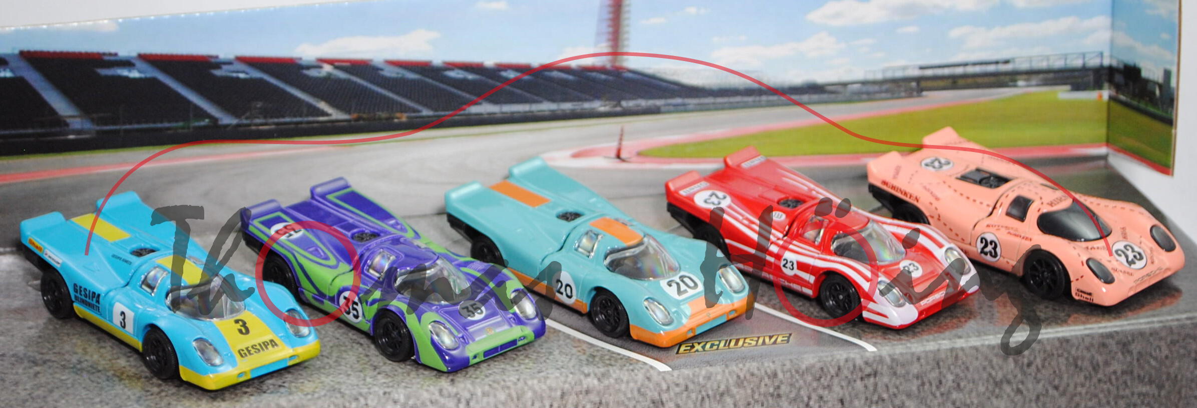 Porsche 917 Giftpack: Gispia, 3, + Martini & Rossi, 35 + 23,  + J. W., 20, + Porsche, 23, majorette