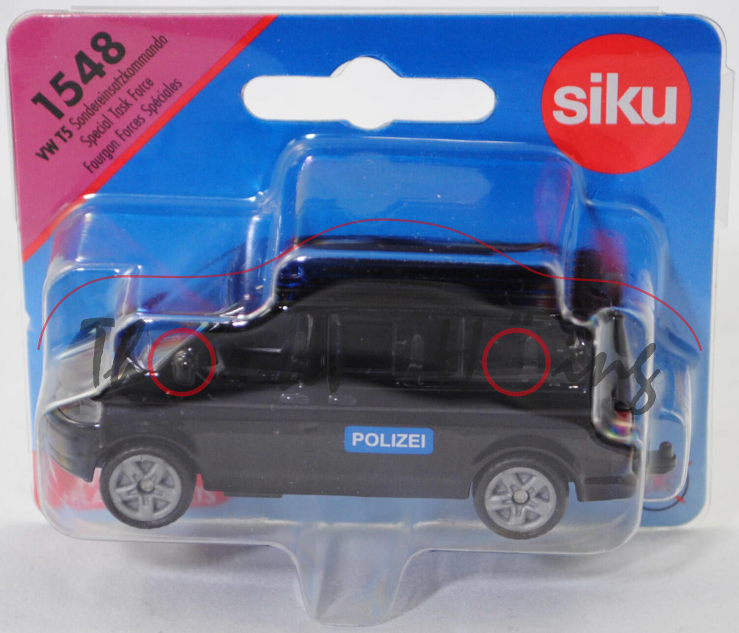 00000 VW T5 GP Multivan Highline 2.0 TDI (5. Gen., Typ 7E, Modell 2009-2015) Sondereinsatzkommando, schwarz, POLIZEI, SIKU, 1:61, P29e