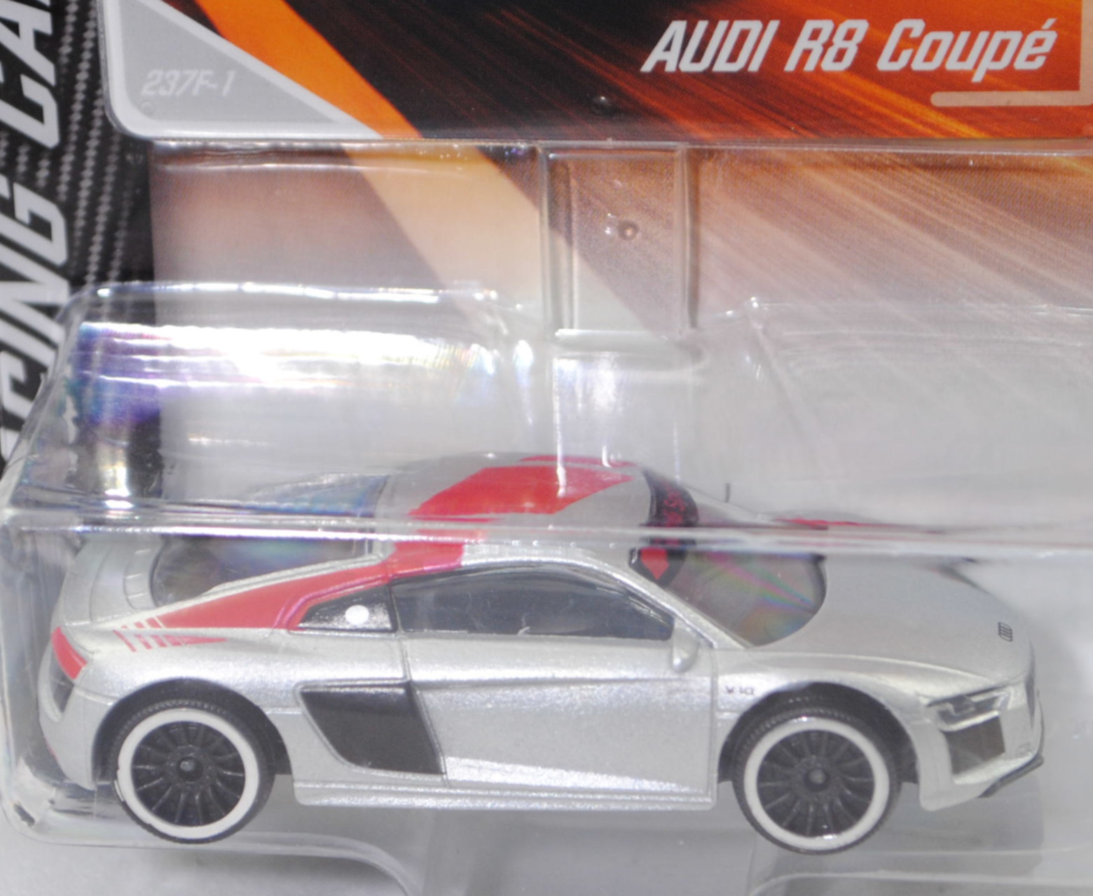 Audi R8 Coupé V10 (2. Gen., 4S, Modell 2015-2019), weißaluminiummet., Nr. 237F-1, majorette, 1:58, Blister