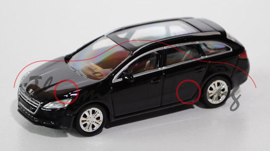 Peugeot 508 sw, Modell 2010-, schwarz, ca. 1:61, Norev SHOWROOM, Werbeschachtel