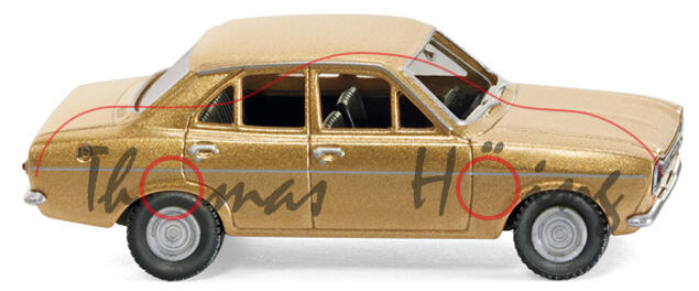 Ford Escort 4-türig (I), Modell 1967-1974, gold metallic, Wiking, 1:87, mb