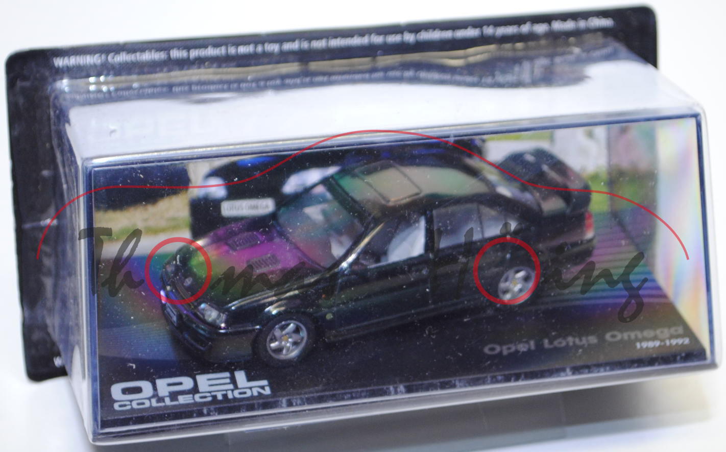 Opel Lotus Omega (Basis: Omega A), Modell 1989-1992, schwarzgrün, EAGLEMOSS INTERNATIONAL LTD, 1:43,