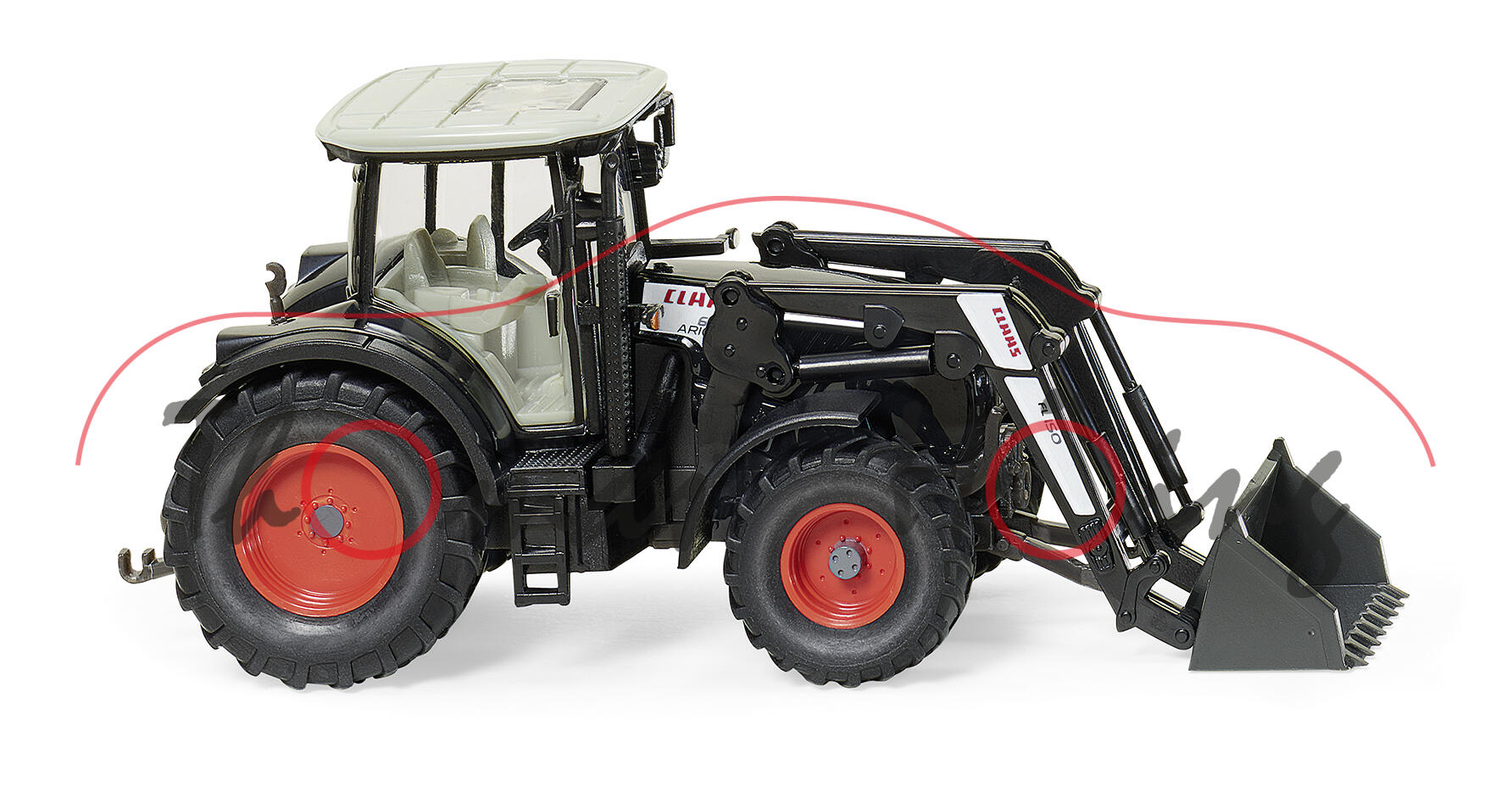 Claas Arion 640 (1. Generation, Modell 2007-2013) mit Frontlader 150, hellgrau/schwarz, Wiking, 1:87