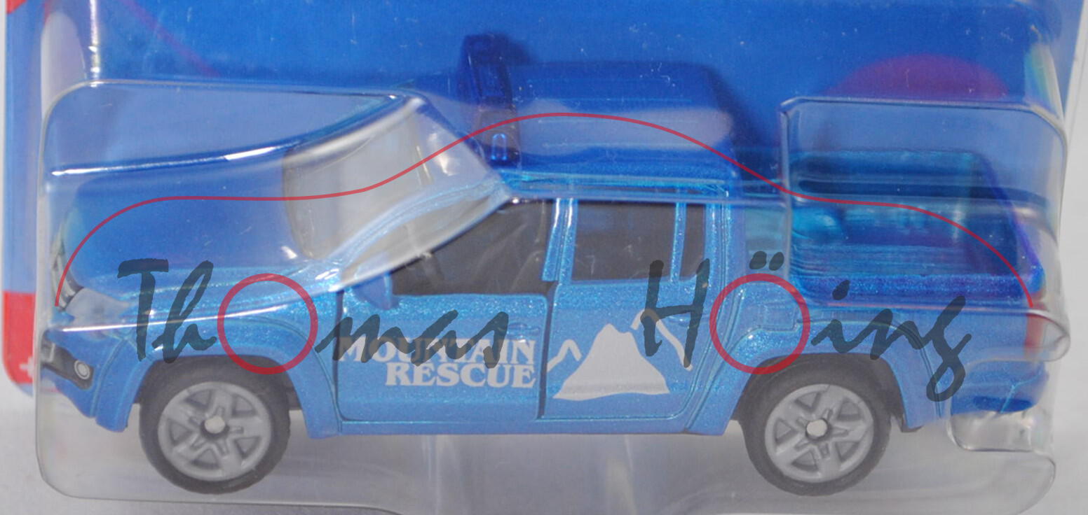 00006 VW Amarok (Mod. 10-16) Bergrettung, blau, MOUNTAIN/RESCUE, hohe Blaulichtleiste, B47 grau