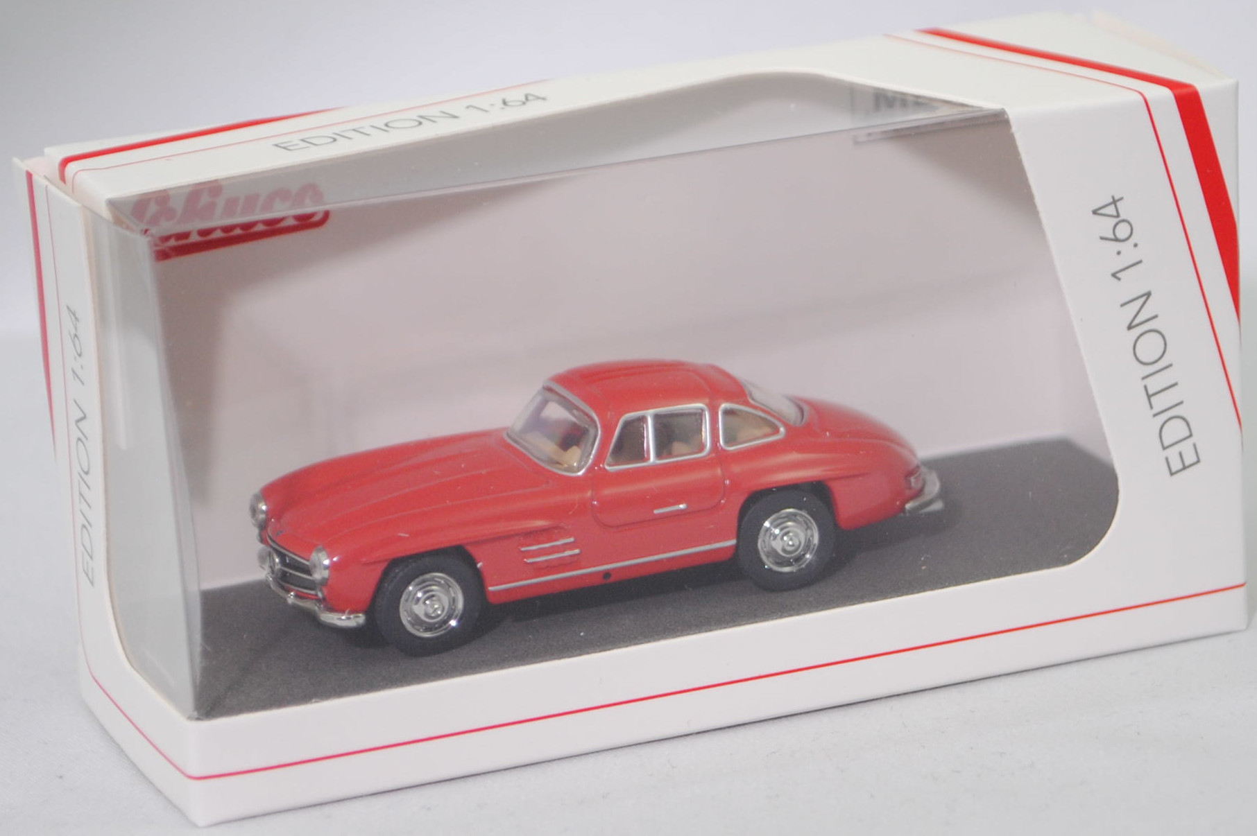 Mercedes-Benz 300 SL (1. Generation, W 198, Gullwing, Modell 1954-1957), feuerrot, Schuco by Minimax, EDITION 1:64, mb (Limited Edition)