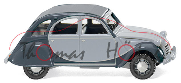 Citroen 2CV Charleston (Modell 1980-1990, Baujahr 1981), silbergrau/schiefergrau, Wiking, 1:87, mb