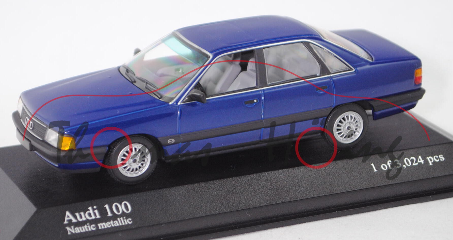 Audi 100 2.3 E (C3, Typ 44, Facelift 1988, Mod. 1988-1991), nautic met. (LY5Z), Minichamps, 1:43, mb