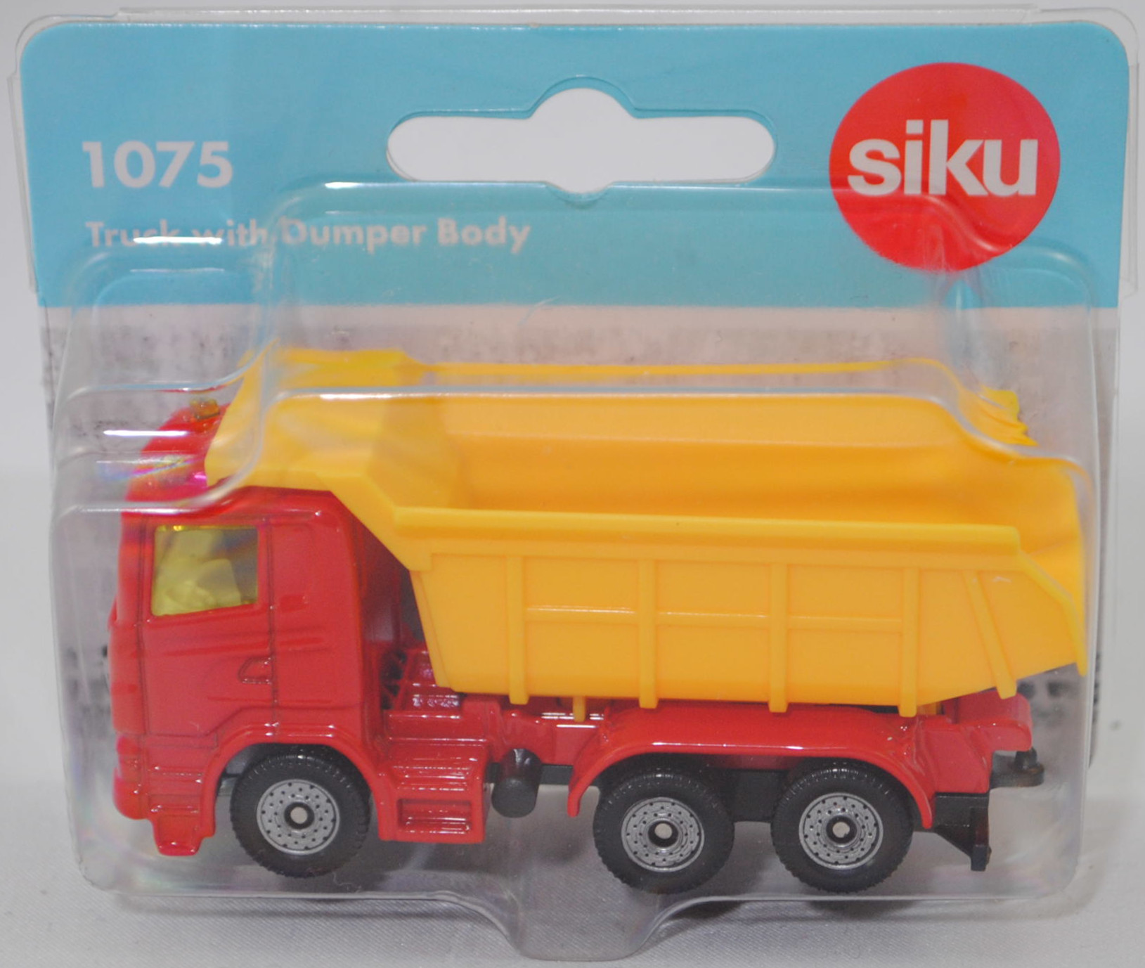 00001 Scania R380 (Baureihe R, Typ CR16, Day cab, Modell 2007-2009) LKW mit Kippmulde, verkehrsrot/verkehrsgelb, U-Bügels links, C36, SIKU SUPER, 1:89, P29f