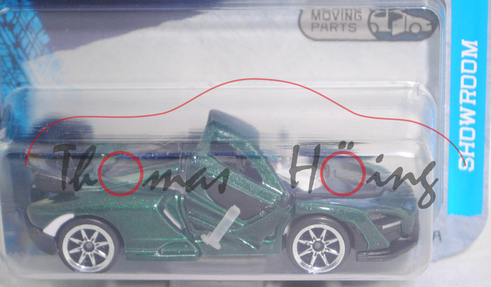 McLaren Senna (3. Generation Ultimate Series, P15, Typ Coupé, Modell 2018-2019) (Nr. 248C), moosgrünmetallic, majorette, 1:56, Blister (SHOWROOM PREMIUM CARS)