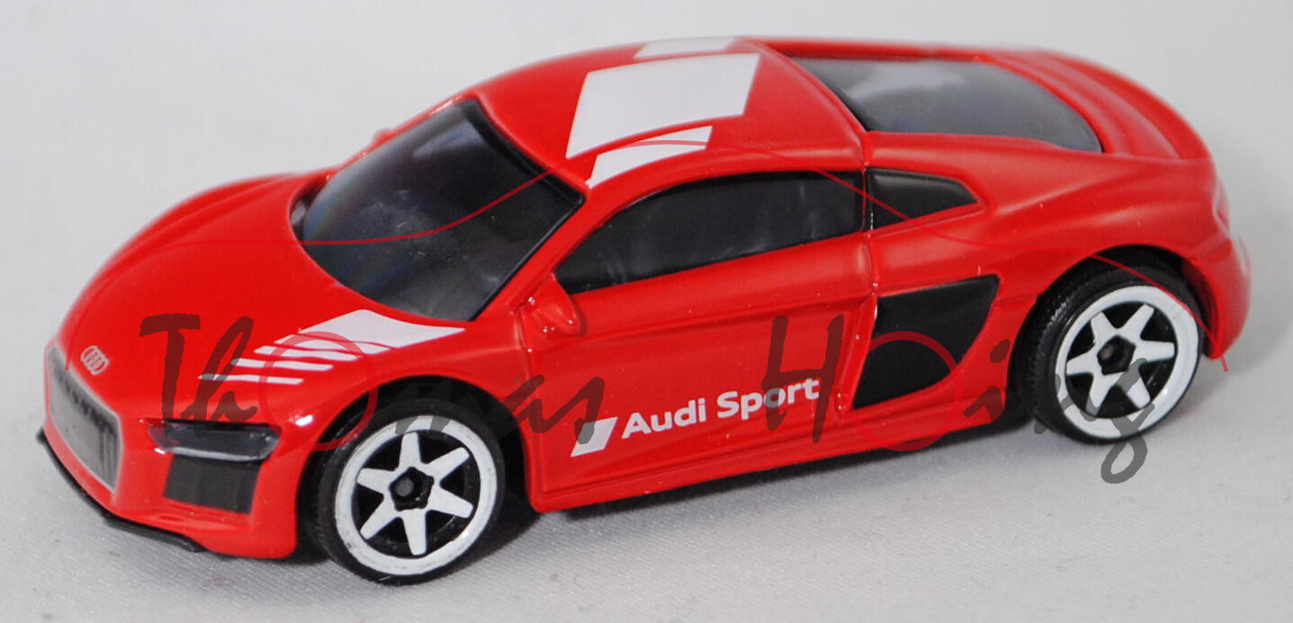 Audi R8 V10 (Modell 2015-2019) FULL GRIP / RACING, verkehrsrot, majorette, 1:58, SUPER RARE, mb